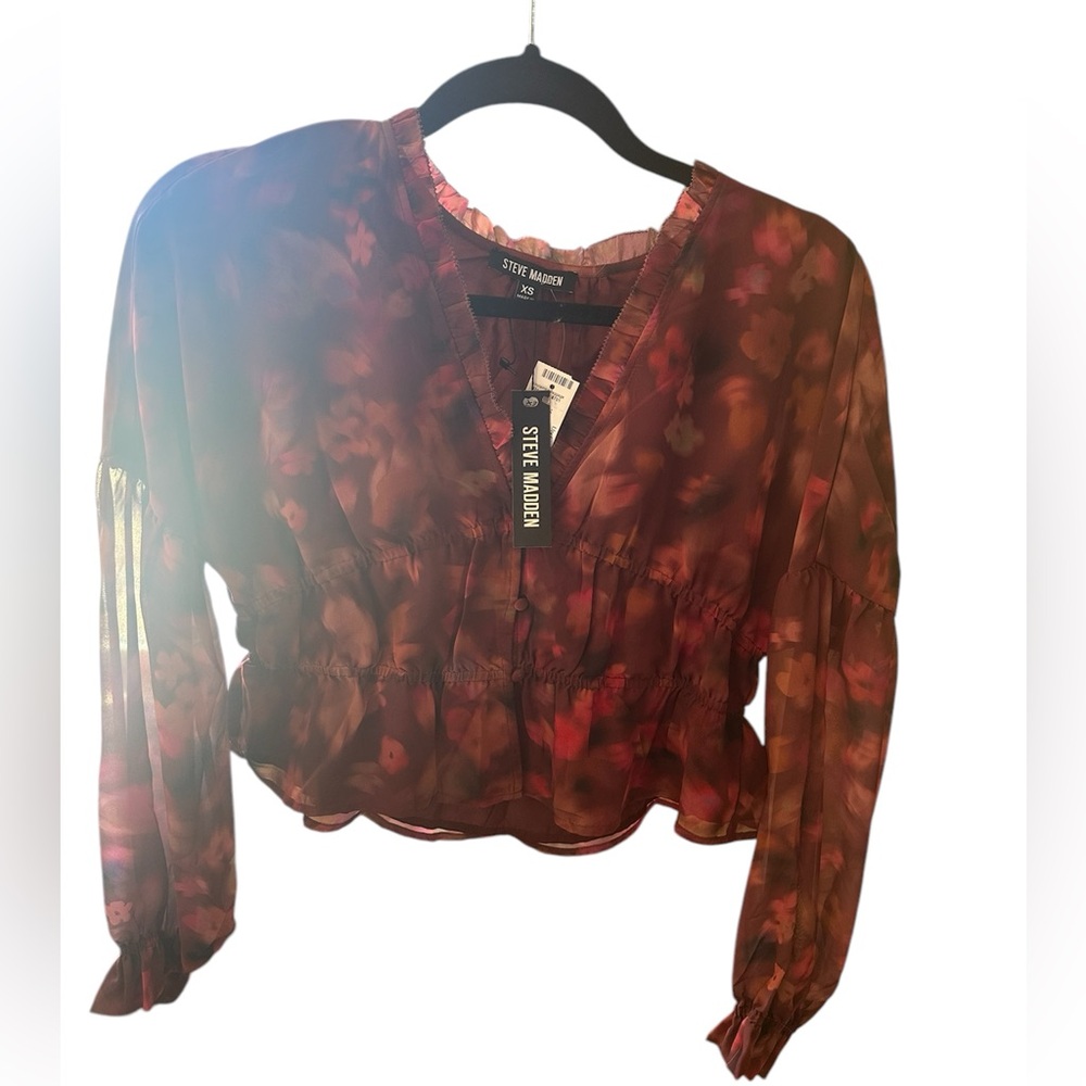 NWT Steve Madden ladies ls blouse XS